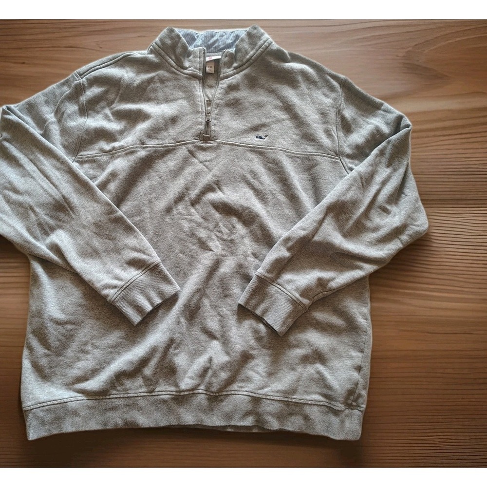 Vineyard Vines Mens‎ 2XL Gray 100% Cotton Quarter Zip Sweatshirt